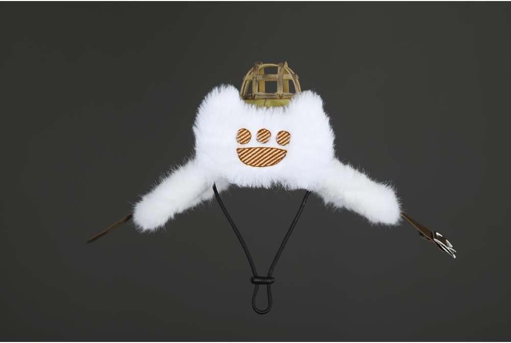 Newcos Monster Wilds Hunter Airu Costume for Cats Cosplay Pet Supplies Costume Accessories Hat Cap Halloween Suit White (Cats Hat, Medium(30-33cm))