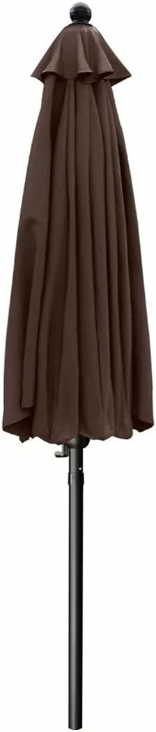 ABCCANOPY Patio Umbrella 10ft, Outdoor Table Umbrella with Push Button Tilt and Crank, 8 Ribs Umbrella for Patio Pool Garden Deck (Brown)