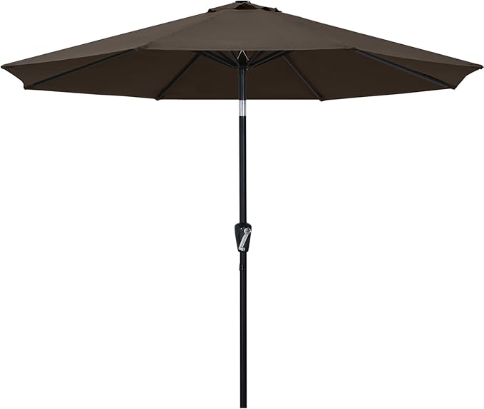 ABCCANOPY 9FT Outdoor Patio Umbrella, 8 Ribs Table Umbrella w/Crank for Easy Set Up, Suitable for Garden, Lawn, Deck & Backyard (Brown)