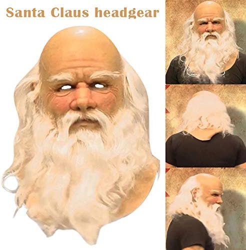 Cafele Christmas Old Man Masks Santa Claus Beard Cover Funny Latex Full Head Decorative Christmas Costume Party Props
