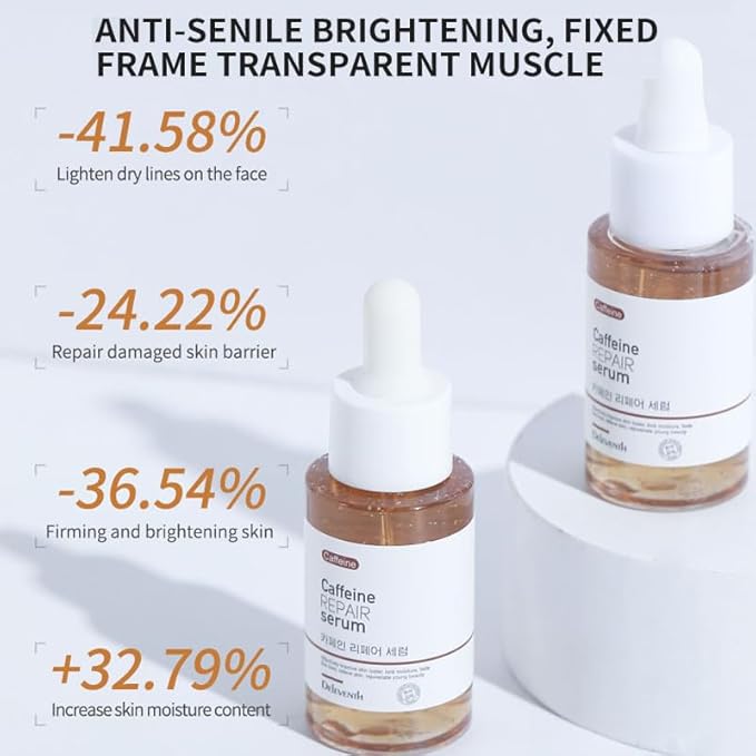 DEleventh Korea Caffeine Face Serum 37ml / Anti-Aging & Anti-Oxidation, Repair and Rejuvenate for Youthful Beauty, Improve Skin Luster, Lock Moisture, Fade Fine Lines, Relieve and Revitalize Your Skin