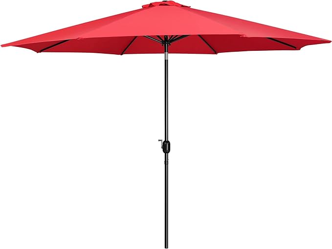 Yaheetech 11FT Patio Umbrella Outdoor Market Table Umbrella with Push Button Tilt & Crank for Garden/Lawn/Deck/Backyard/Pool/Beach, 8 Ribs,Red