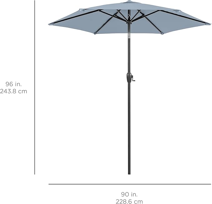 Best Choice Products 7.5ft Heavy-Duty Round Outdoor Market Table Patio Umbrella w/Steel Pole, Push Button Tilt, Easy Crank Lift - Breeze Blue