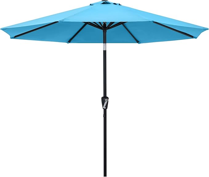 ABCCANOPY 9FT Outdoor Patio Umbrella, 8 Ribs Table Umbrella w/Crank for Easy Set Up, Suitable for Garden, Lawn, Deck & Backyard (Turquoise)