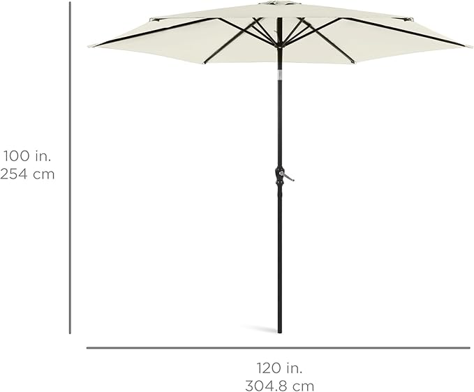 Best Choice Products 10ft Outdoor Steel Polyester Market Patio Umbrella w/Crank, Easy Push Button, Tilt, Table Compatible - Ivory