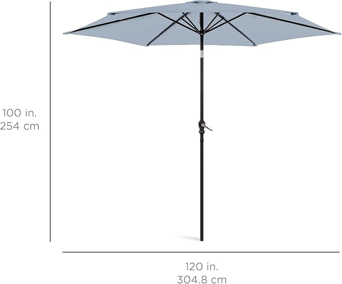 Best Choice Products 10ft Outdoor Steel Polyester Market Patio Umbrella w/Crank, Easy Push Button, Tilt, Table Compatible - Breeze Blue