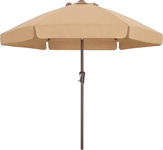 ABCCANOPY Patio Umbrella 7.5ft, Outdoor Table Umbrella with Push Button Tilt and Crank, 6 Ribs Umbrella for Patio Pool Garden Deck (Khaki)