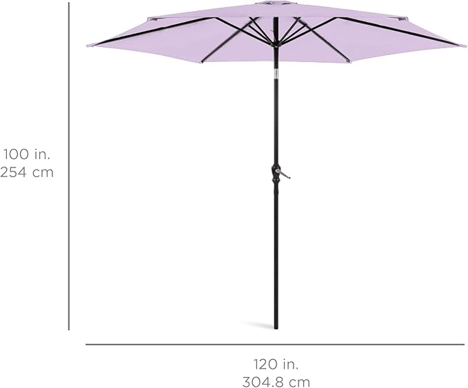 Best Choice Products 10ft Outdoor Steel Polyester Market Patio Umbrella w/ Crank, Easy Push Button, Tilt, Table Compatible - Lavender