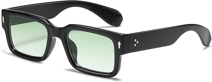 EYLRIM Square Frame Sunglasses for Women Men Trendy Chunky Rectangle Sun Glasses Black Shades UV400 Protection
