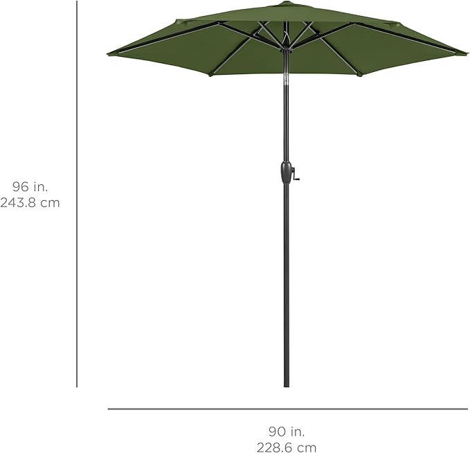 Best Choice Products 7.5ft Heavy-Duty Round Outdoor Market Table Patio Umbrella w/Steel Pole, Push Button Tilt, Easy Crank Lift - Fern