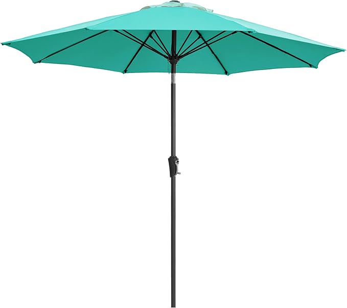 Ayge 9FT Large Outdoor Patio Umbrella Market Table Umbrella-UV Resistant, Easy Push Button Tilt and Crank, 8 Sturdy Fiberglass Ribs Heavy-Duty Pool Umbrella for Deck, Backyard,Garden