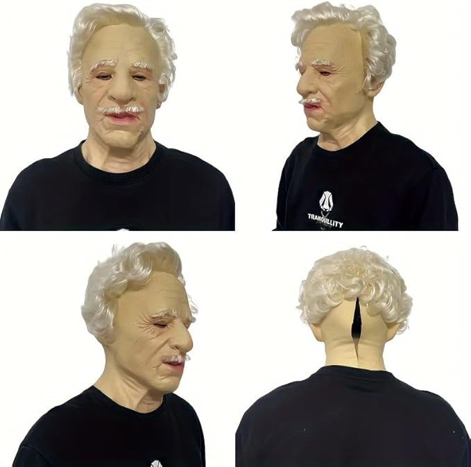 Halloween Realistic Old Man Mask Adlut -Latex Human Old Person Men Full Head Mask Costume