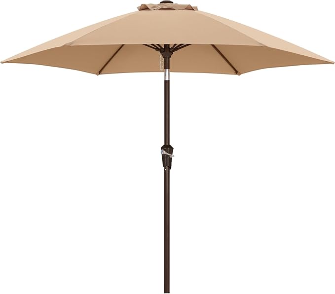 ABCCANOPY 7.5FT OutdoorPatio Umbrella, UV Protection Table Umbrella w/Crank for Easy Set Up, Suitable for Garden, Lawn, Deck & Backyard (Khaki)