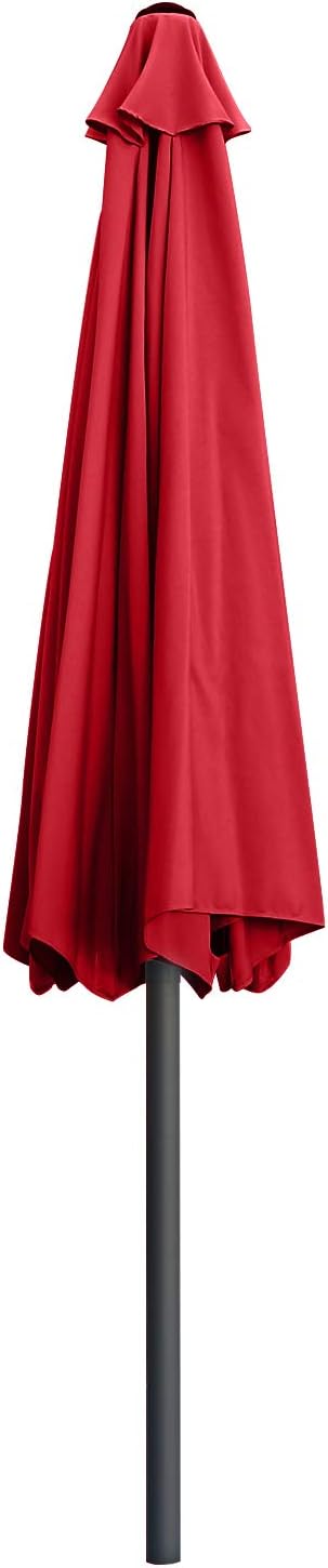 ABCCANOPY 9FT Outdoor Patio Umbrella, 8 Ribs Table Umbrella w/Crank for Easy Set Up, Suitable for Garden, Lawn, Deck & Backyard (Red)