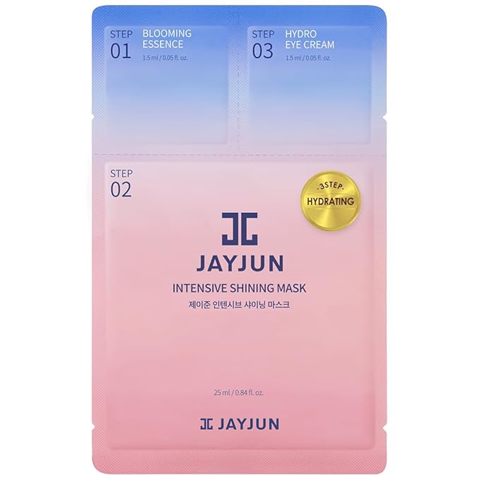 JAYJUN Official Intensive Shining Mask, Lavender Extract, Pack of 10 Sheets, 25ml, 0.84 fl. oz,Hydrating, Essence, Eye Cream, 3 Step