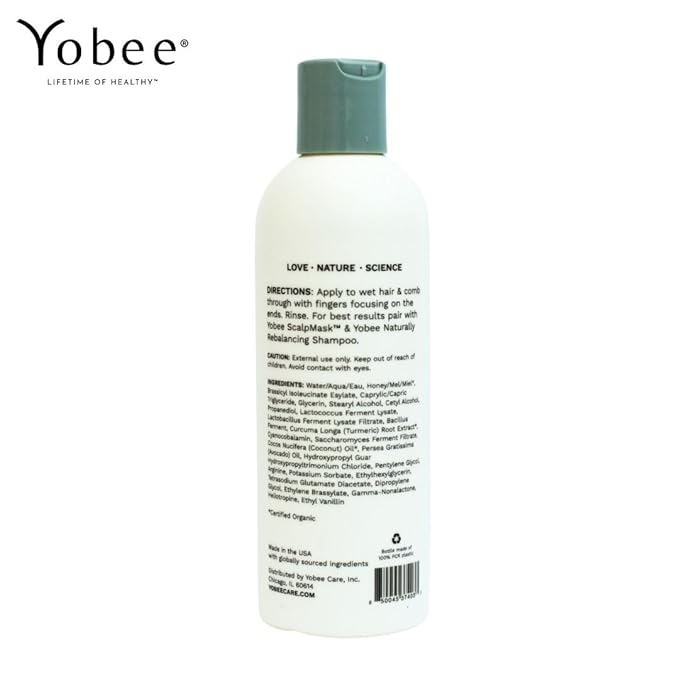 Yobee Naturally Rebalancing Shampoo | Dry, Flaky & Itchy Scalp Care with Para Probiotics, Organic Honey & Turmeric, Vitamin B12 & Oat Extracts | Dandruff & Psoriasis Relief (1 Bottle)