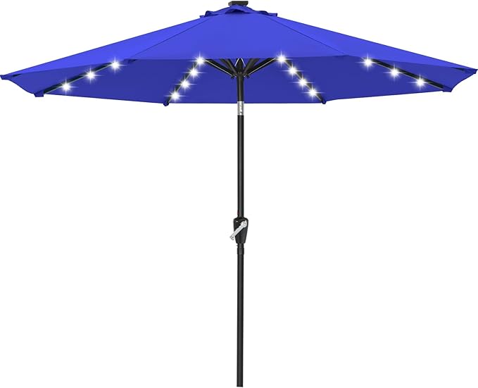 ABCCANOPY 10FT Durable Solar Led Patio Umbrellas with 32LED Lights (Blue)