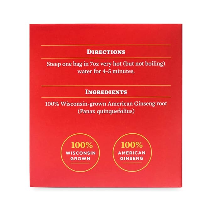 Baumann Premium American Ginseng Tea Bags (20 Tea Bags) - Authentic Panax Wisconsin Grown Panax Ginseng Herbal Tea - Healthy Green Tea with Antioxidant Ginsenosides for Enhanced Focus & Energy