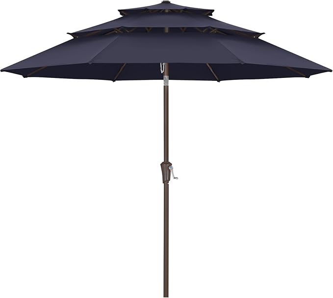 ABCCANOPY Patio Umbrellas 3 Tiers 9FT (Navy Blue)