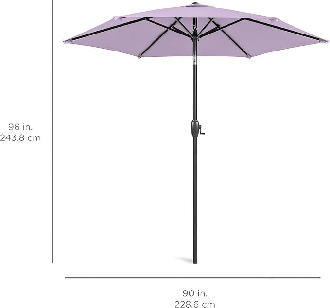 Best Choice Products 7.5ft Heavy-Duty Round Outdoor Market Table Patio Umbrella w/Steel Pole, Push Button Tilt, Easy Crank Lift - Lavender