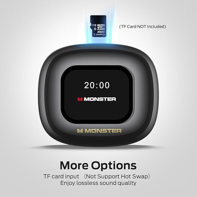 Monster Open Touch Pro 100 Wireless Earbuds With Touch Screen, TF Card Support, ENC Clear Talk, Multiple EQ Modes, Comfort Earhooks, IPX5, 30H Playback