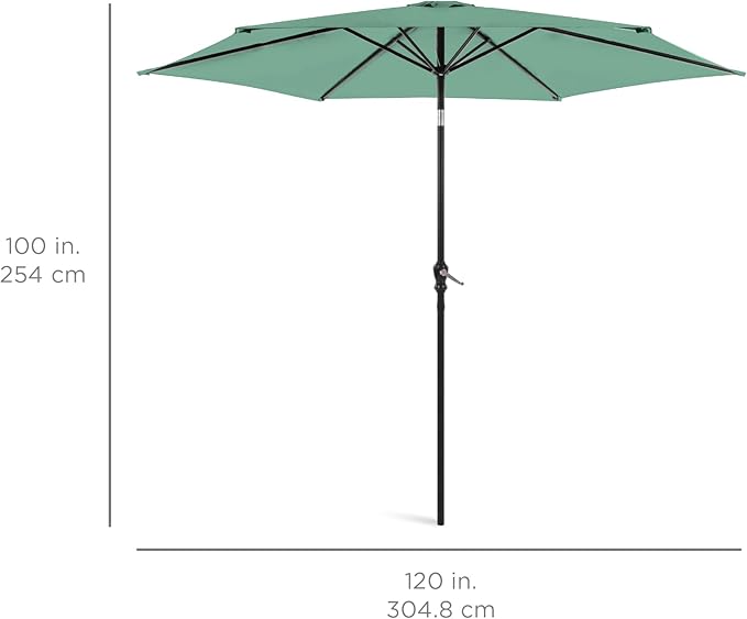 Best Choice Products 10ft Outdoor Steel Polyester Market Patio Umbrella w/Crank, Easy Push Button, Tilt, Table Compatible - Seaglass