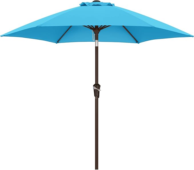 ABCCANOPY Patio Umbrella 7.5ft, Outdoor Table Umbrella with Push Button Tilt and Crank, 6 Ribs Umbrella for Patio Pool Garden Deck Aquamarine