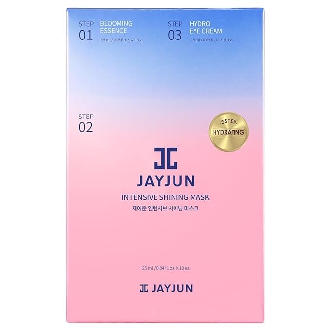 JAYJUN Official Intensive Shining Mask, Lavender Extract, Pack of 10 Sheets, 25ml, 0.84 fl. oz,Hydrating, Essence, Eye Cream, 3 Step