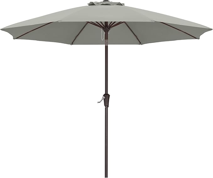 ABCCANOPY 9FT Outdoor Patio Umbrella, 8 Ribs Table Umbrella w/Crank for Easy Set Up, Suitable for Garden, Lawn, Deck & Backyard (Gray)