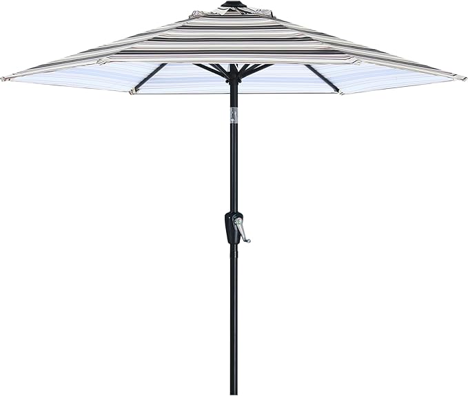 ABCCANOPY 7.5FT Outdoor Patio Umbrella, UV Protection Table Umbrella w/Crank for Easy Set Up, Suitable for Garden, Lawn, Deck & Backyard (Navy Black Stripe)