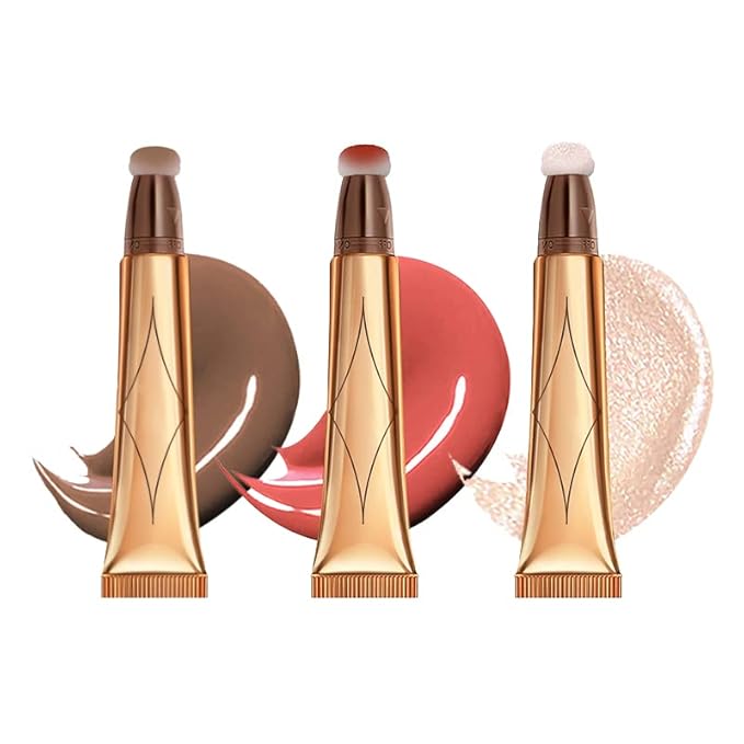 3 Color Contour Beauty Wand, Highlighter ,Blush,Face Concealer Pear White