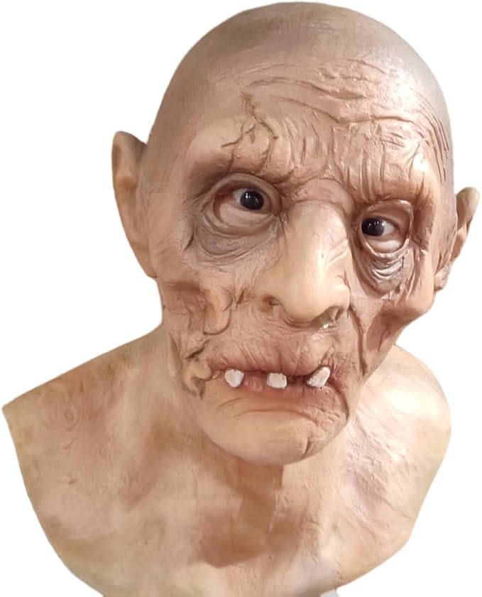 Realistic Dry Old Man Head Cover Halloween Vampire Cosplay Party Helmet Funny Old Man Monster Latex Masks Props