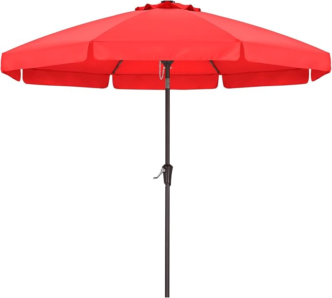 ABCCANOPY Patio Umbrella 9ft, Outdoor Table Umbrella with Push Button Tilt and Crank, 8 Ribs Umbrella for Patio Pool Garden Deck (Red)