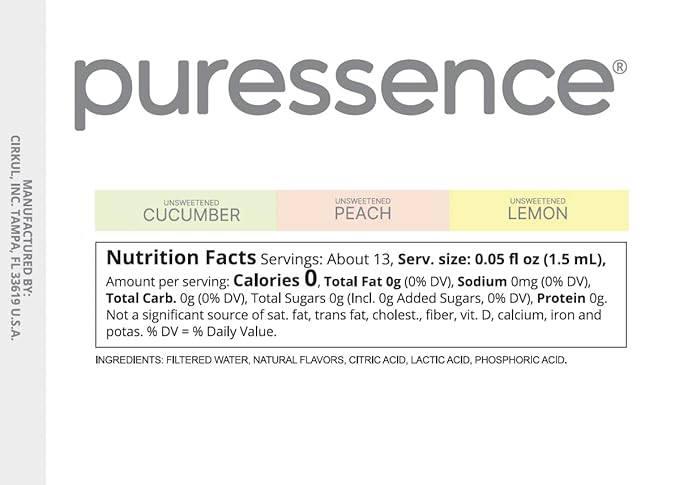Cirkul Puressence Flavor Cartridge Variety Pack, Unsweetened, 6-Pack (2 Cucumber, 2 Peach, 2 Lemon)