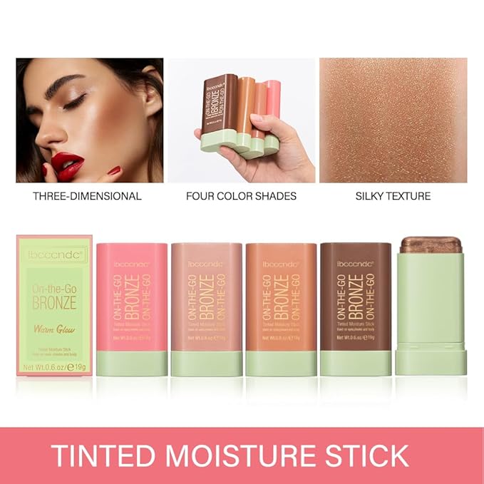 UNYOKE Soft Creamy Highlighter Blush Stick,Smooth Shimmer Bronzer Rich Glow) 6 Oz