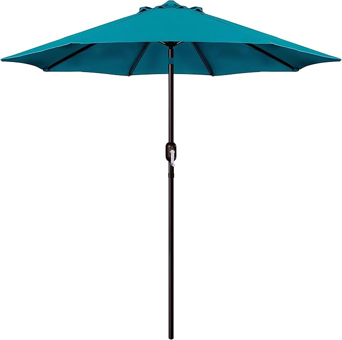 Blissun 9' Outdoor Patio Umbrella, Outdoor Table Umbrella, Yard Umbrella, Market Umbrella with 8 Sturdy Ribs, Push Button Tilt and Crank