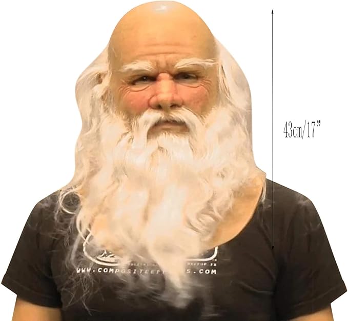 Cafele Christmas Old Man Masks Santa Claus Beard Cover Funny Latex Full Head Decorative Christmas Costume Party Props