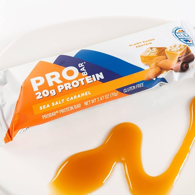 PROBAR - PROTEIN Bar, Sea Salt Caramel, Non-GMO, Gluten-Free, Healthy, Plant-Based, Whole-Food Ingredients, Natural Energy (12 Count)