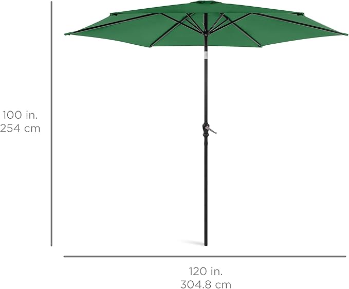 Best Choice Products 10ft Outdoor Steel Polyester Market Patio Umbrella w/Crank, Easy Push Button, Tilt, Table Compatible - Green