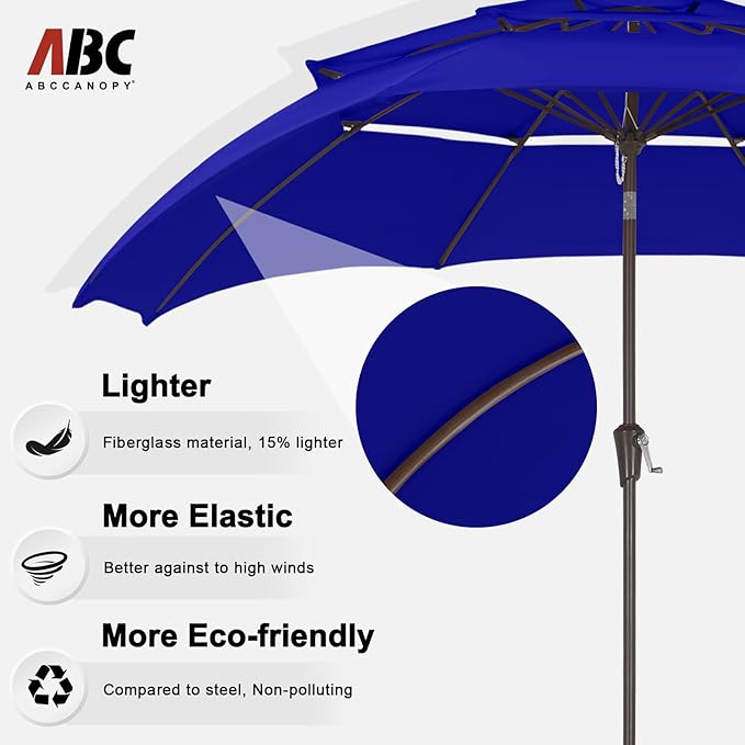 ABCCANOPY Patio Umbrellas 3 Tiers 11FT (Blue)