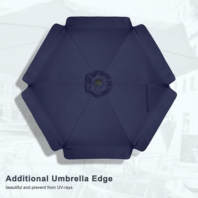 MASTERCANOPY Valance Patio Umbrella for Outdoor Table Market (7.5ft, Navy Blue)