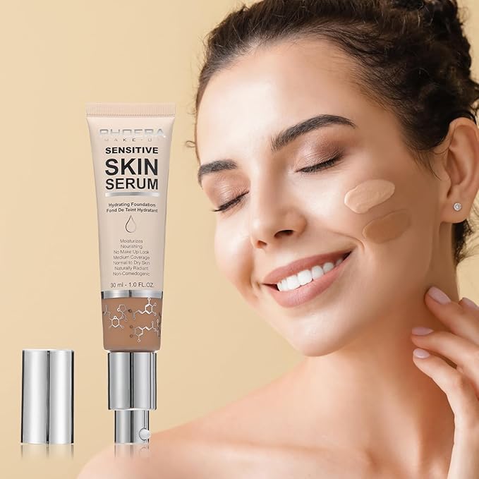 PHOERA Hydrating Serum Foundation,Flawless Soft Full Coverage Hypoallergenic