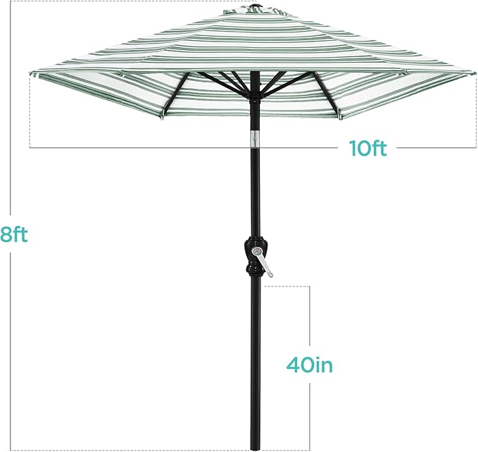 Best Choice Products 10ft Outdoor Steel Polyester Market Patio Umbrella w/Crank, Easy Push Button, Tilt, Table Compatible - Striped Green