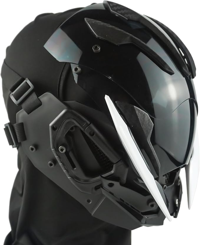 Punk Gothic Mask Helmet for Adult, Mechanical Sci-fi Gear Cosplay Costume Accessory Samurai Futuristic Helmet