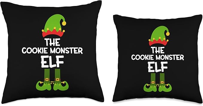 The Cookie Monster Elf for Matching Family Christmas Throw Pillow, 16x16, Multicolor