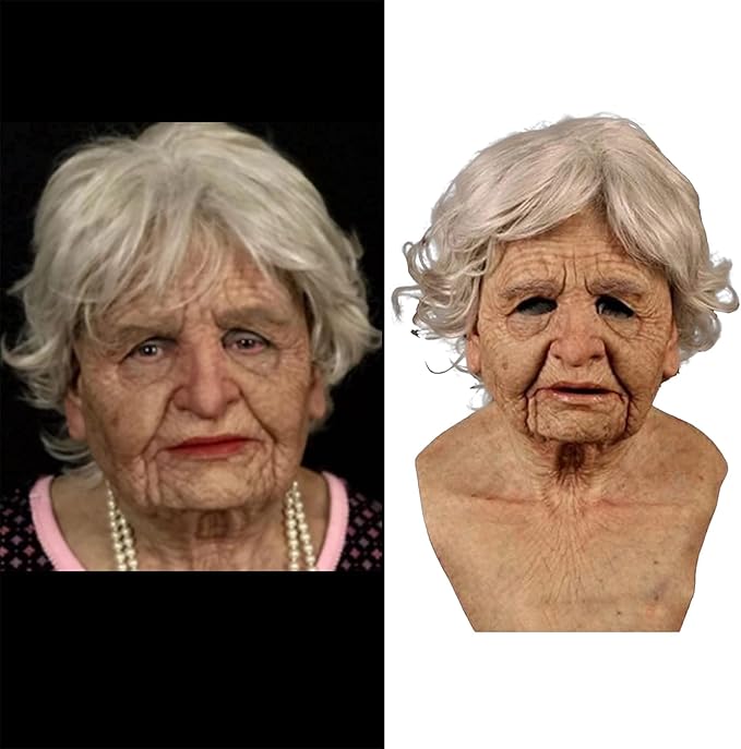 Realistic Old Man Mask Halloween Mask Scary Latex Old Man Grandpa Mask Halloween Wrinkle Face Mask