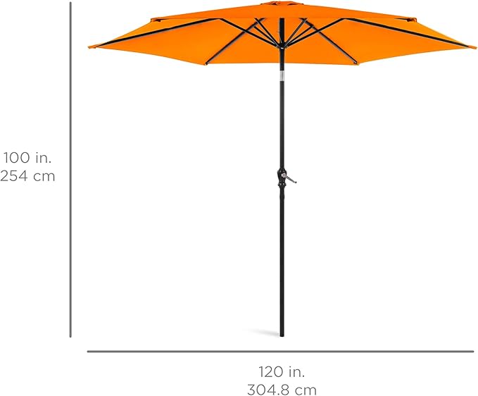 Best Choice Products 10ft Outdoor Steel Polyester Market Patio Umbrella w/Crank, Easy Push Button, Tilt, Table Compatible - Orange