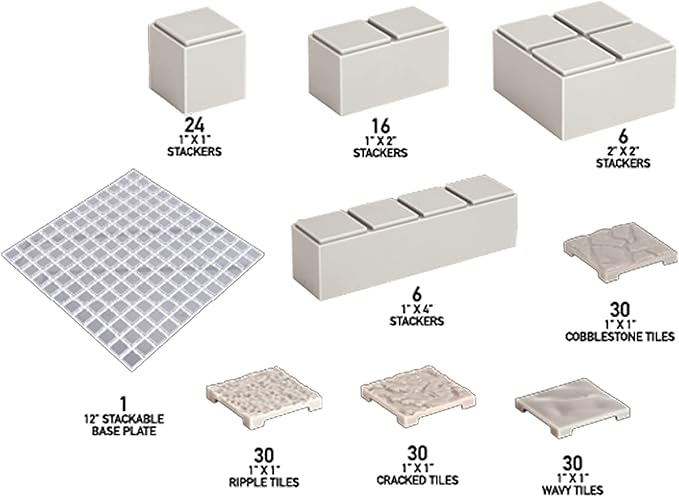 Monster Adventure Terrain - 173pc Paintable Core Building Set w Baseplate- Fully Modular & Stackable 3-D Tabletop World Builder Compatible w DND Dungeons Dragons, Pathfinder, All RPG Games, Gift