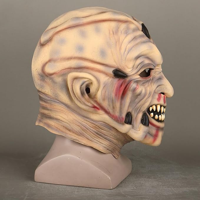 Jeepers Mask Creepers Creepy Tribal Head Cover Horror Monster Halloween Costume Prop, Realistic Facial Details, Latex Material