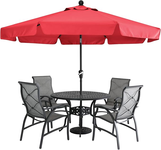 MASTERCANOPY Valance Patio Umbrella for Outdoor Table Market -8 Ribs (9ft, Red)